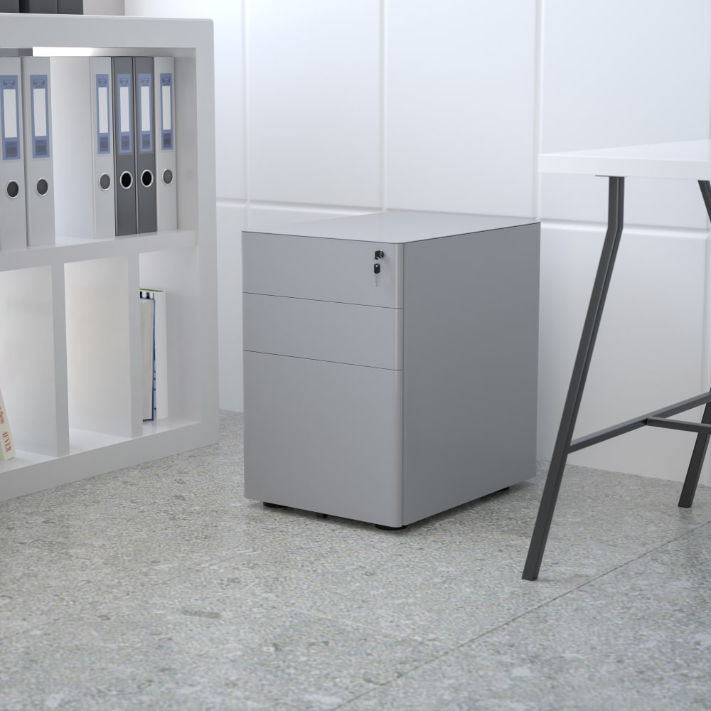 Flash Furniture Modern 21"D Vertical 3-Drawer Mobile Locking