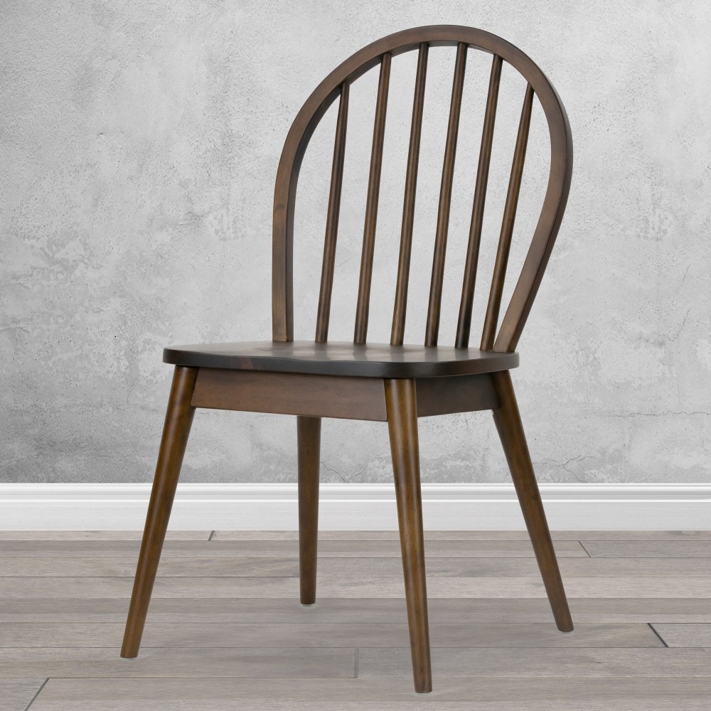 Glamour Home Astra Rubberwood Dining Accent Chairs, Dark