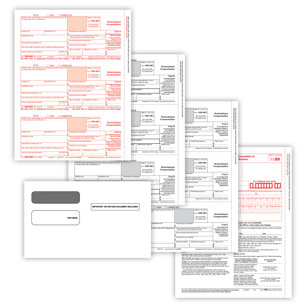 ComplyRight® 1099-NEC Tax Forms Set, 3-Part, 3-Up, Copies