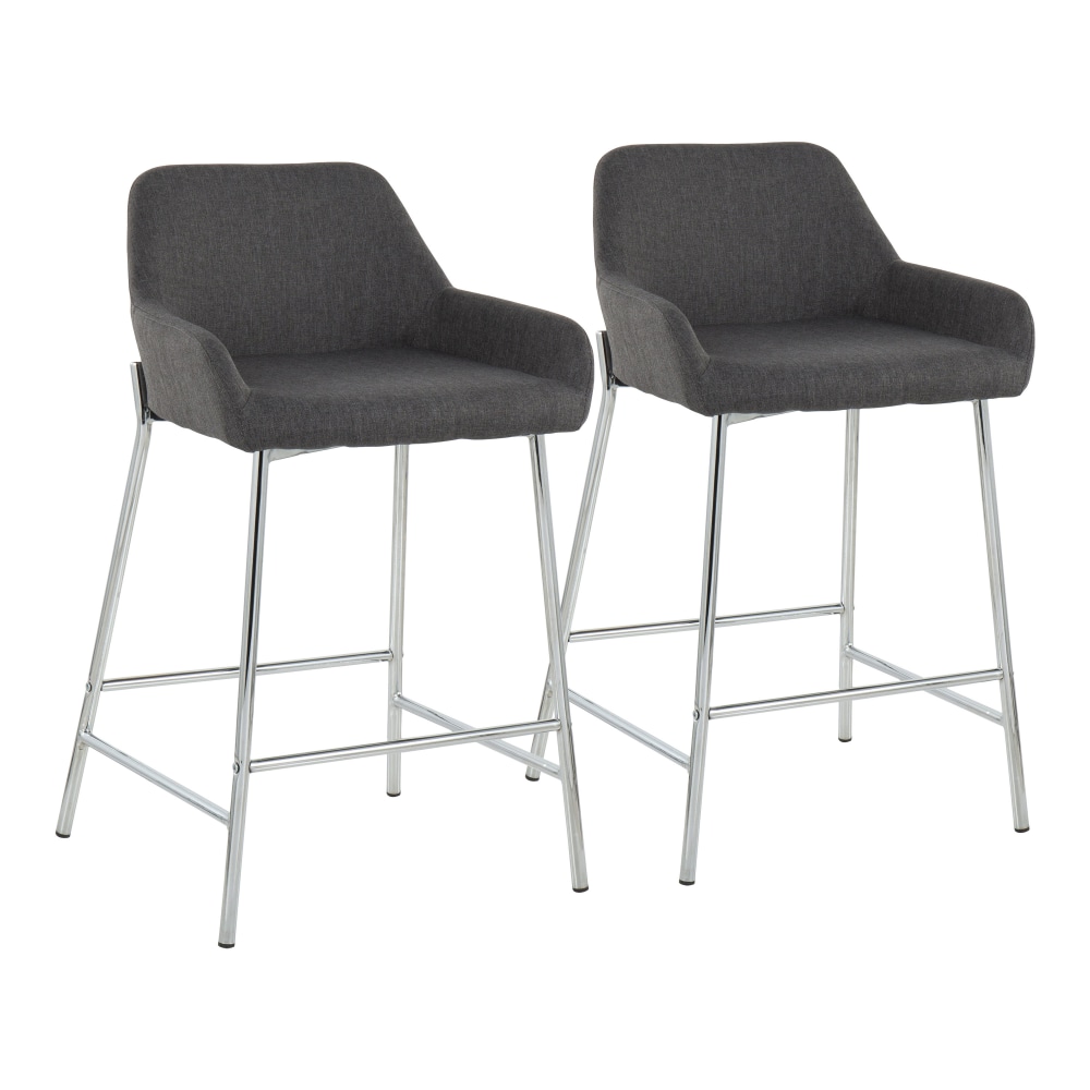 LumiSource Daniella Bar Stools, Charcoal/Chrome, Set Of 2