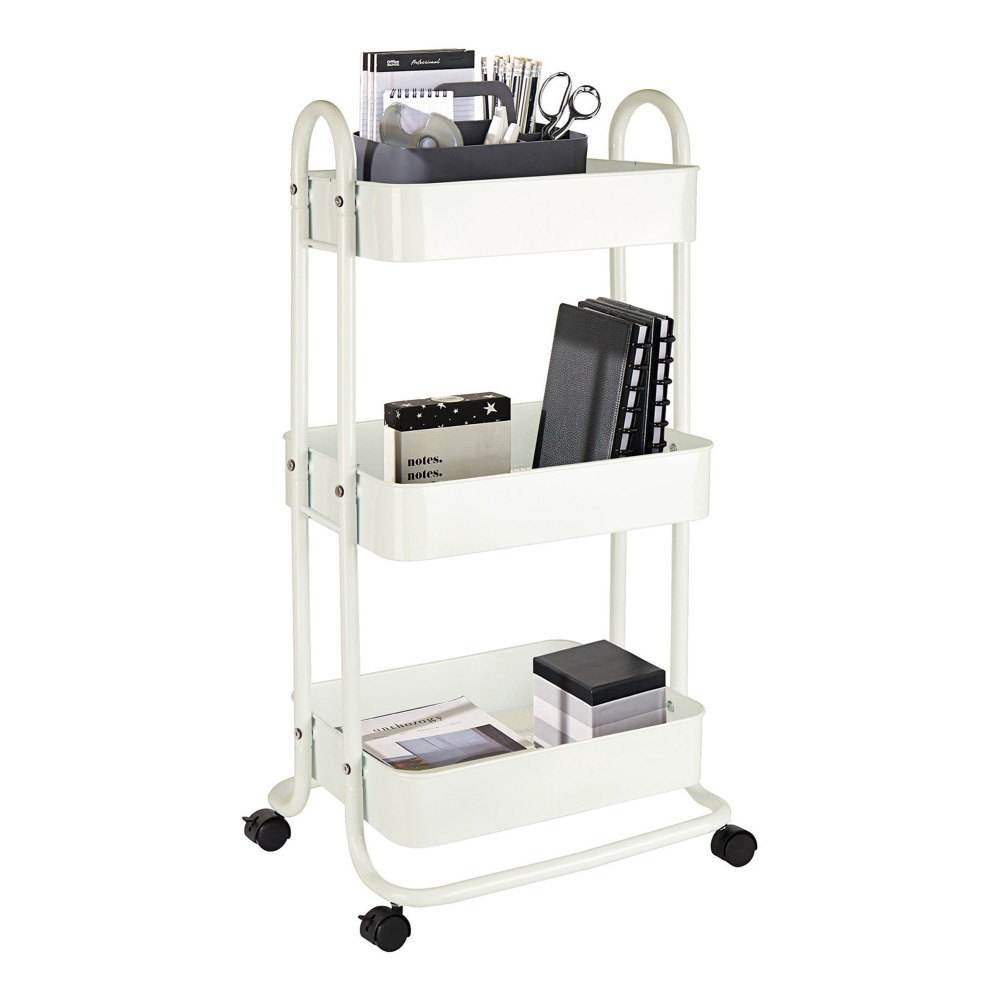 Realspace® Mobile 3-Tier Storage Cart, 35-5/8"H x
