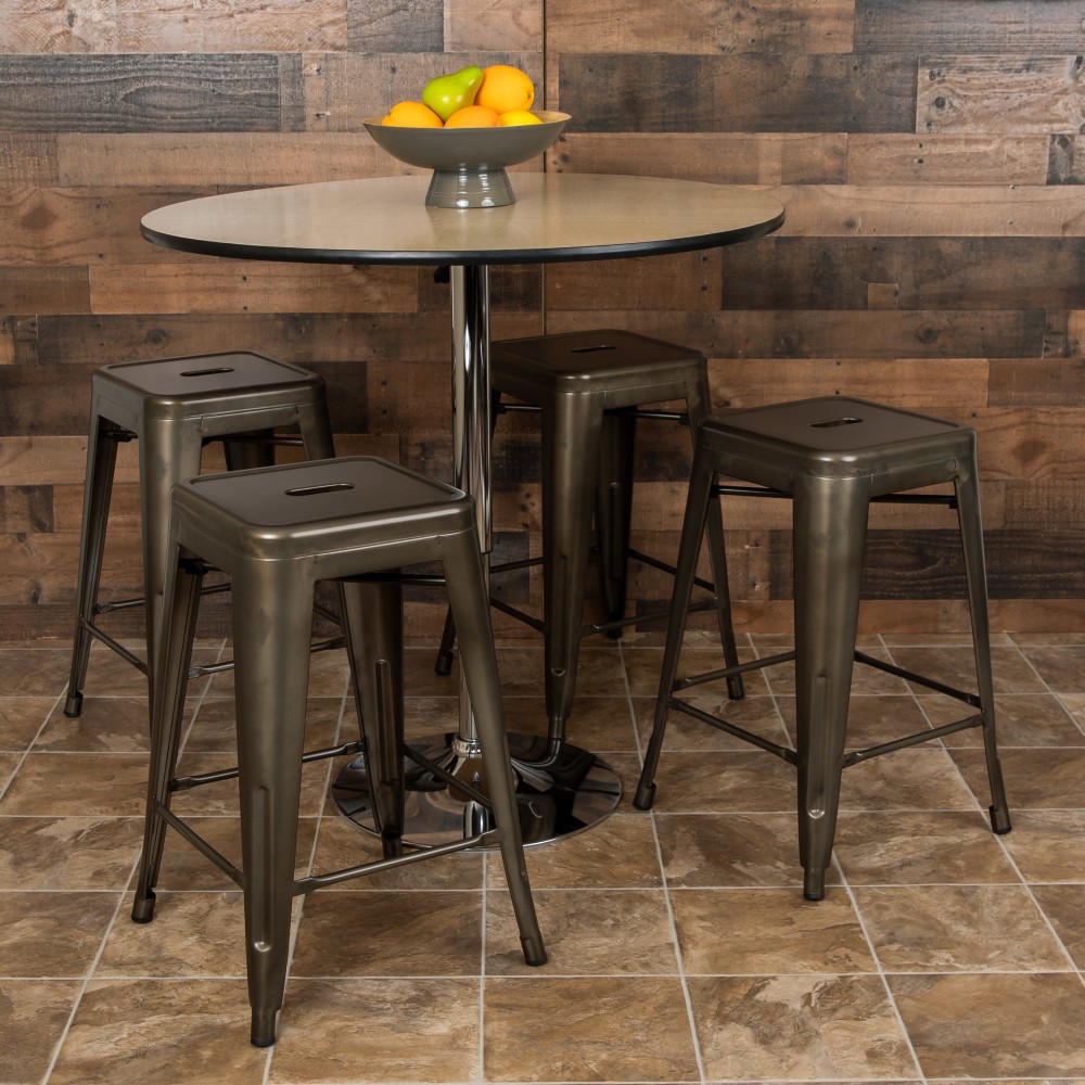 Flash Furniture 24" Metal Counter-Height Bar Stools, Set