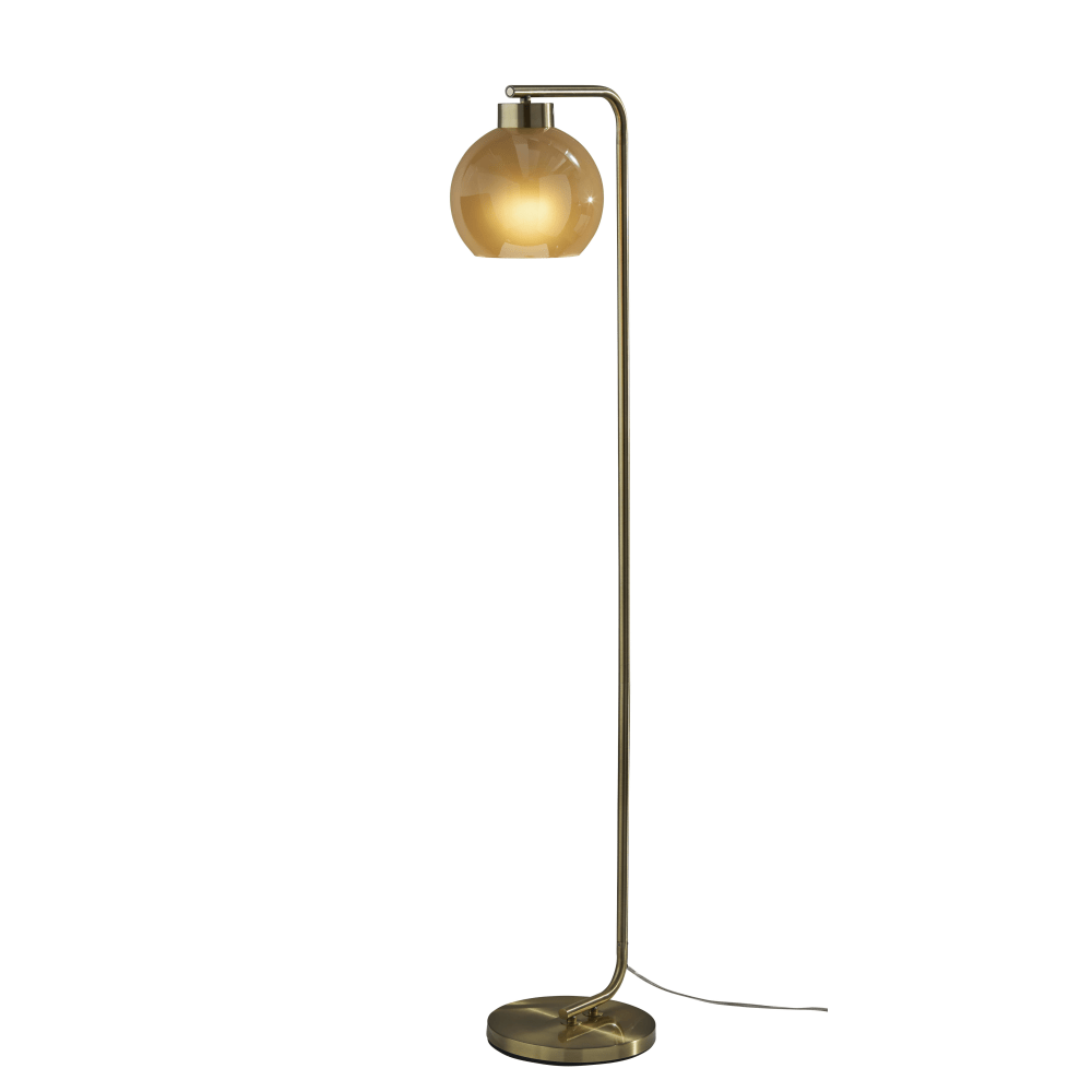 Adesso Atticus Floor Lamp, 59”H, Amber Glosted Glass