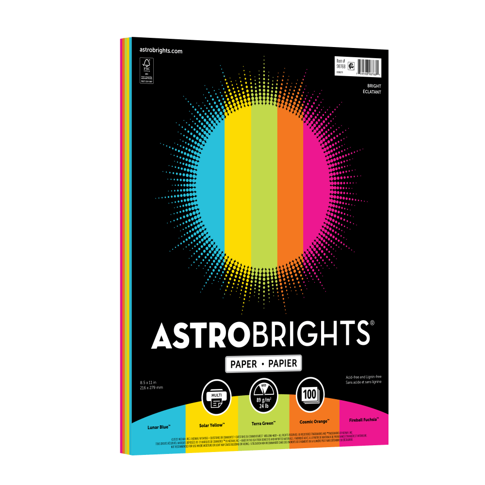 Astrobrights Color Paper, 8-1/2" x 11", Bright