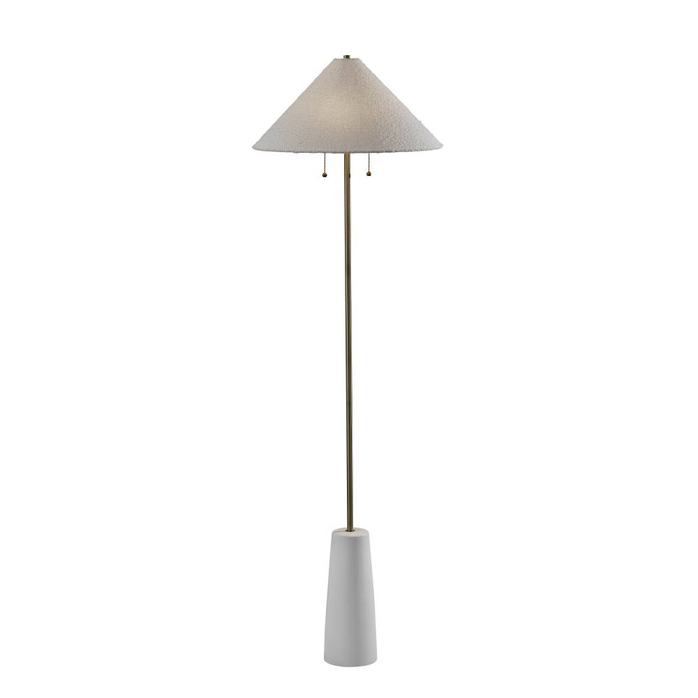 Adesso Waylon Floor Lamp, White/White Boucle Fabric Shade