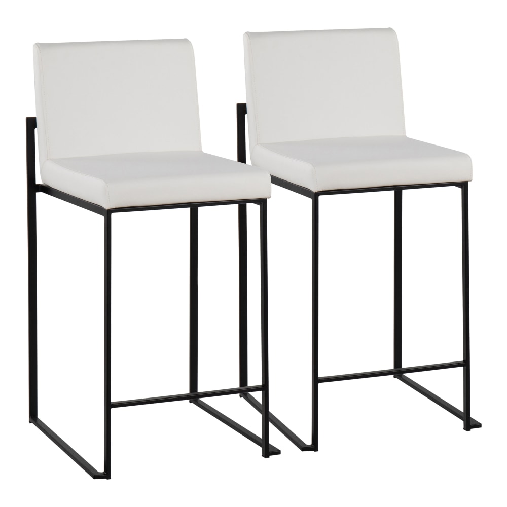 LumiSource Fuji Contemporary Counter Stools, White/Black, Set Of