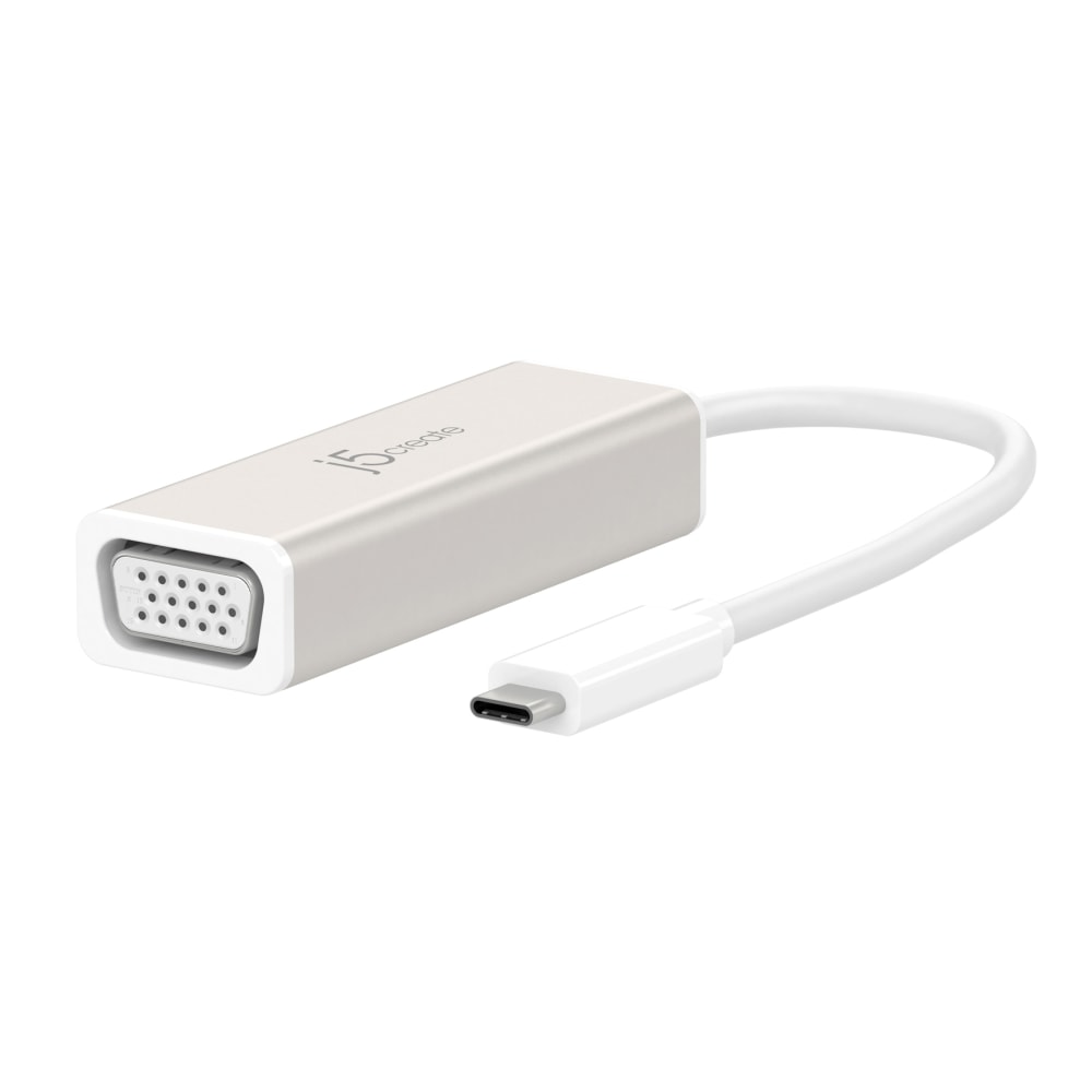 j5create® USB Type-C to VGA Adapter, White/Silver, JCA111