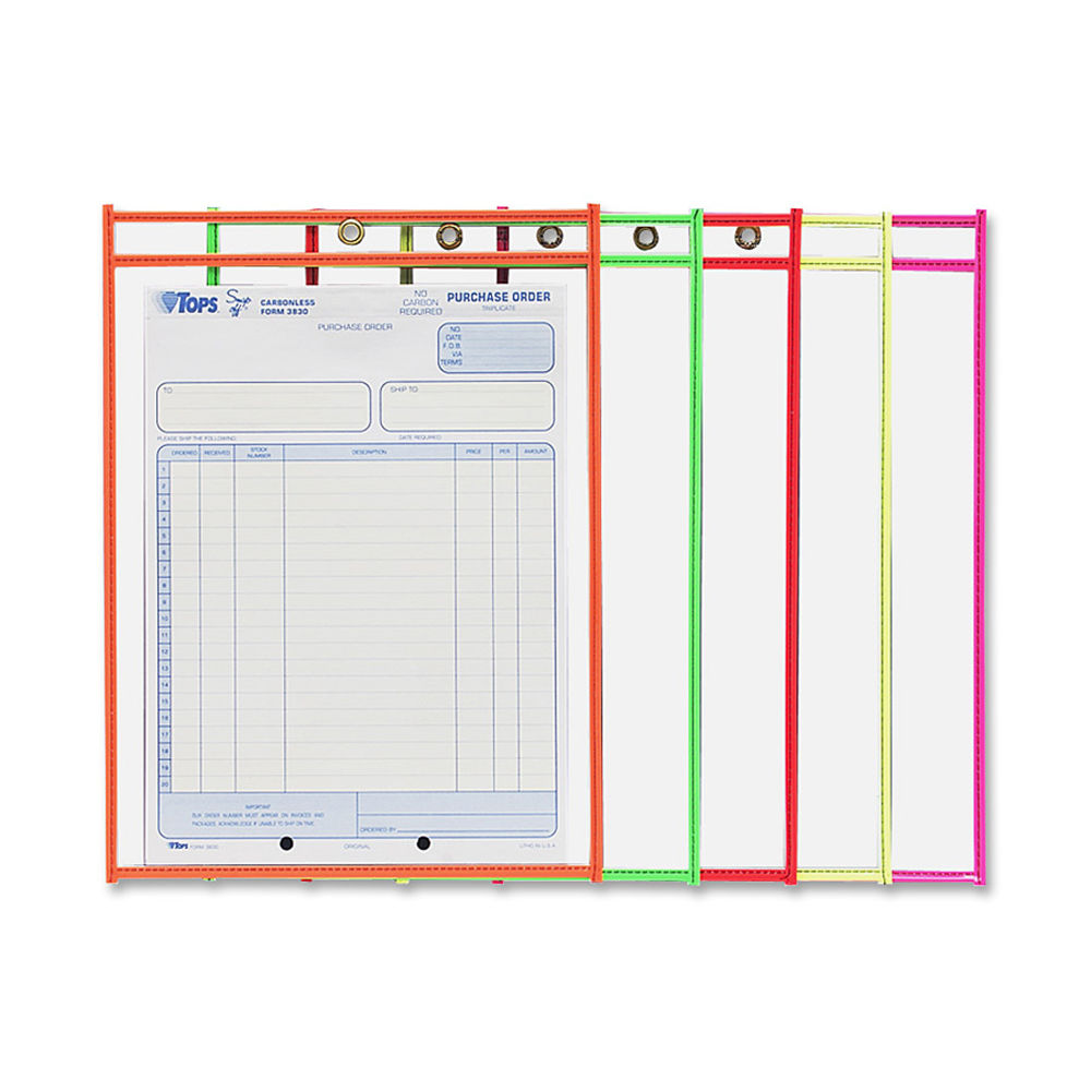 C-Line® Neon Color Stitched Shop Ticket Holders, 9"