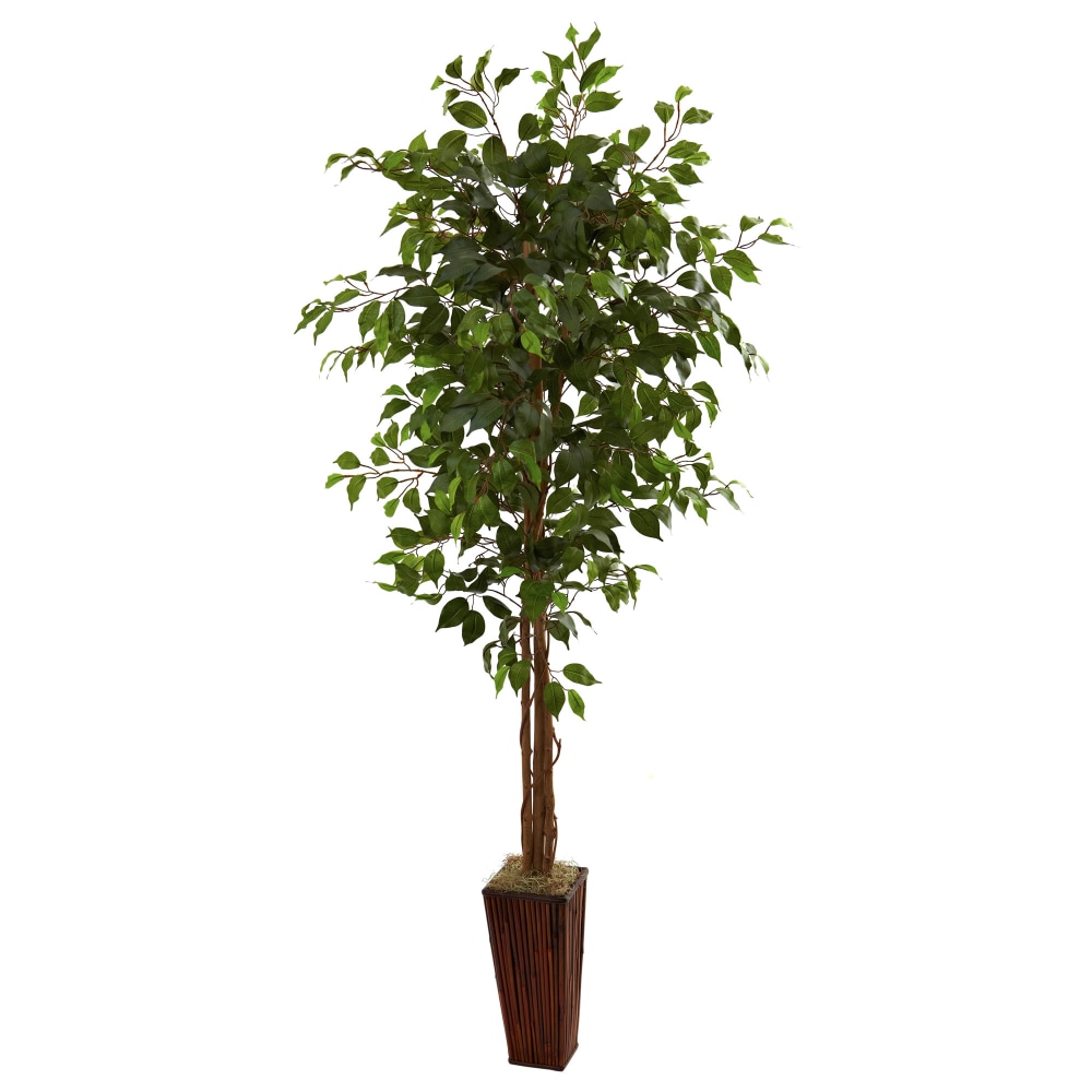 Nearly Natural 6&#x27;H Ficus Tree With Bamboo Planter,