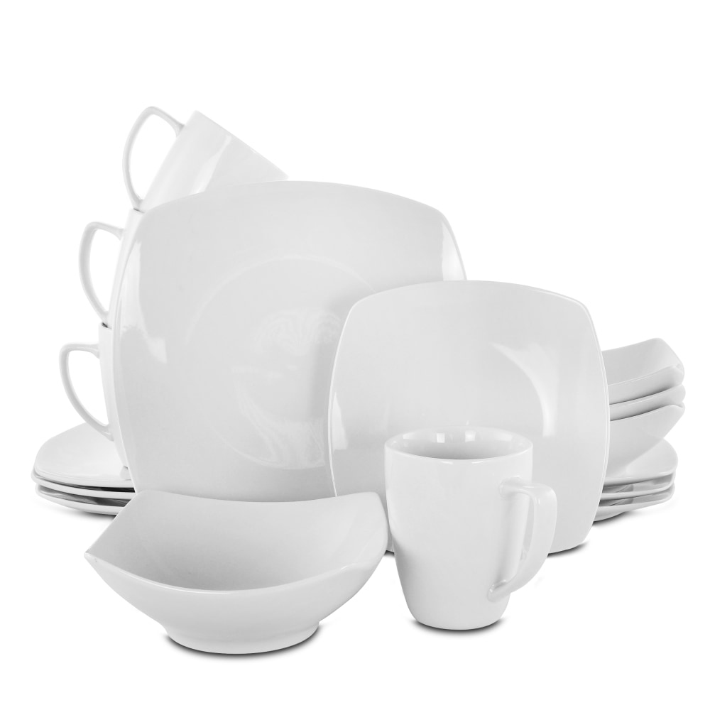 Gibson Elite Zen Buffetware 16-Piece Square Dinnerware Set,