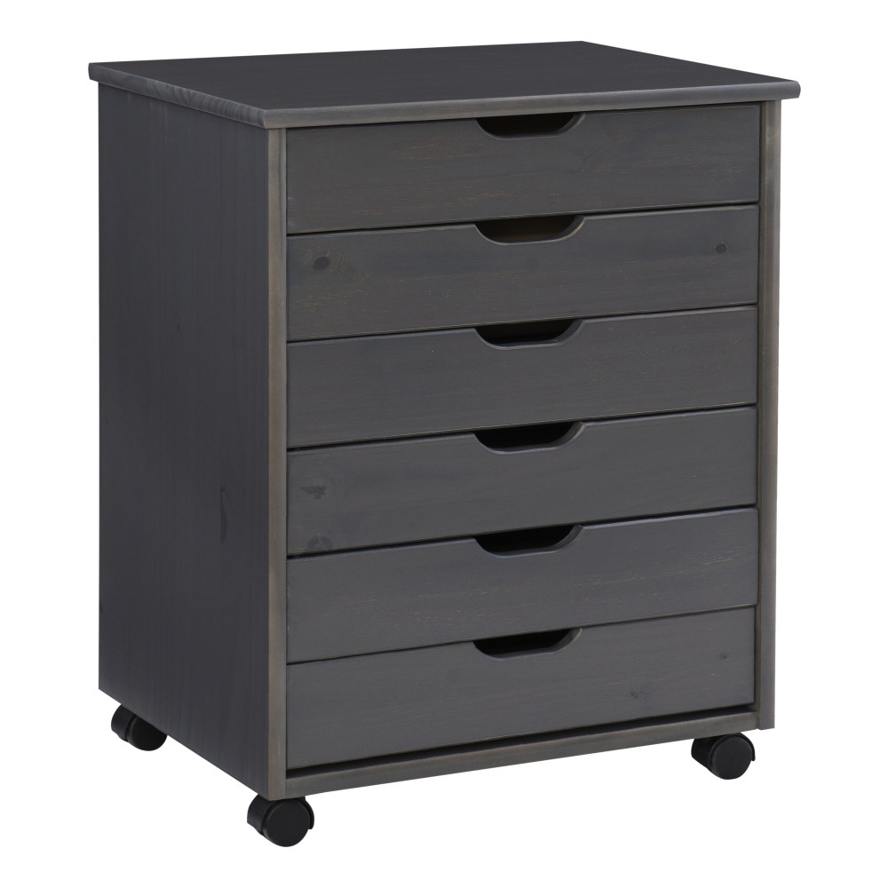 Linon Casimer 6-Drawer Wide Rolling Home Office Storage