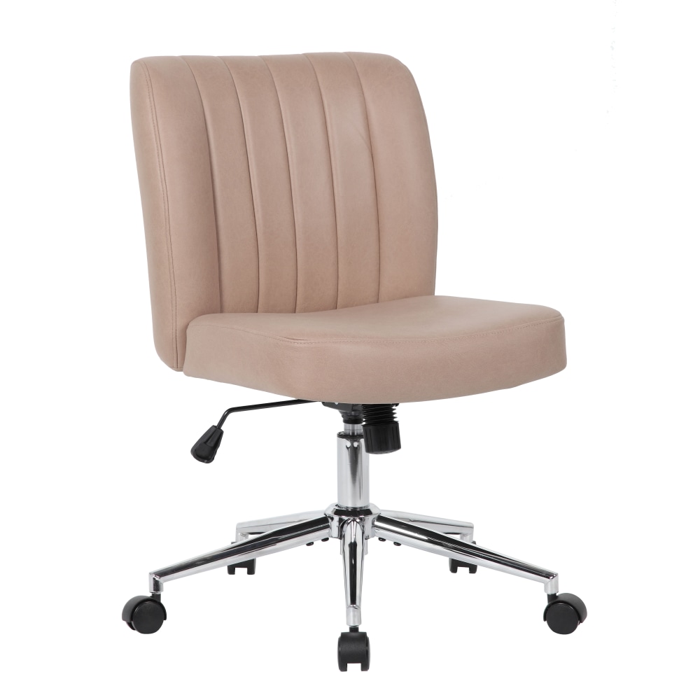 Boss Office Products Vinyl Mid-Back Task Chair, Tan
