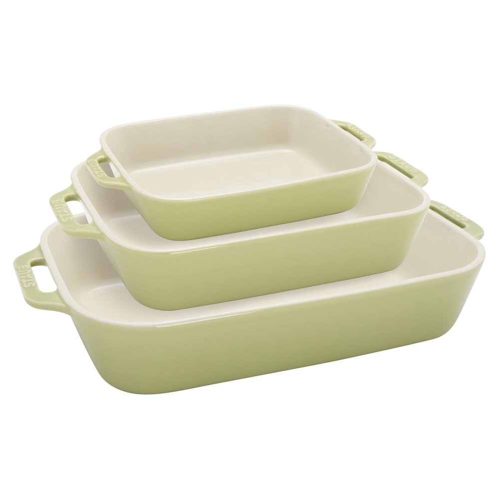 Staub 3-Piece Baking Dish Set, Macaron Pastel Green