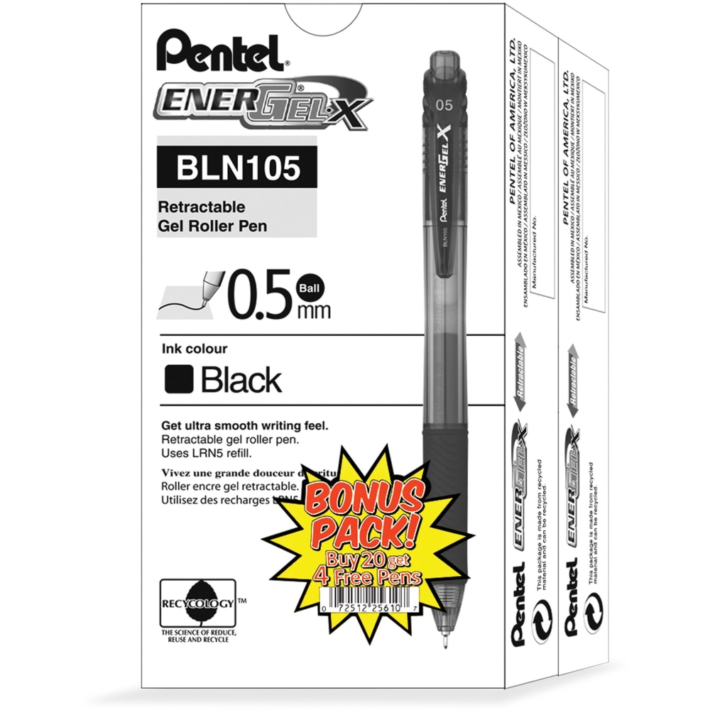 Pentel® EnerGel-X Retractable Gel Pens, Pack Of 24,