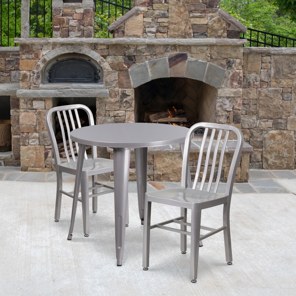 Flash Furniture Commercial Grade Round Metal Indoor-Outdoor Table
