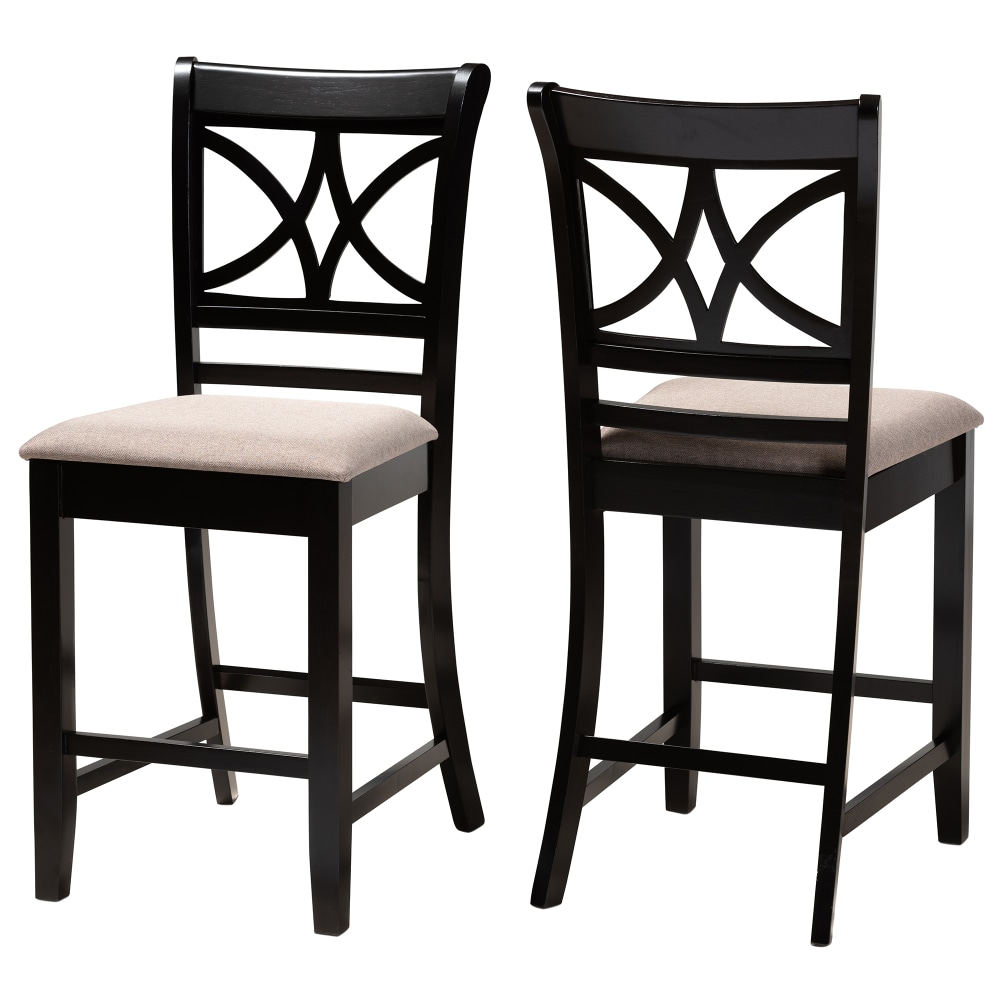Baxton Studio Chandler Counter Stools, Sand/Espresso Brown, Set