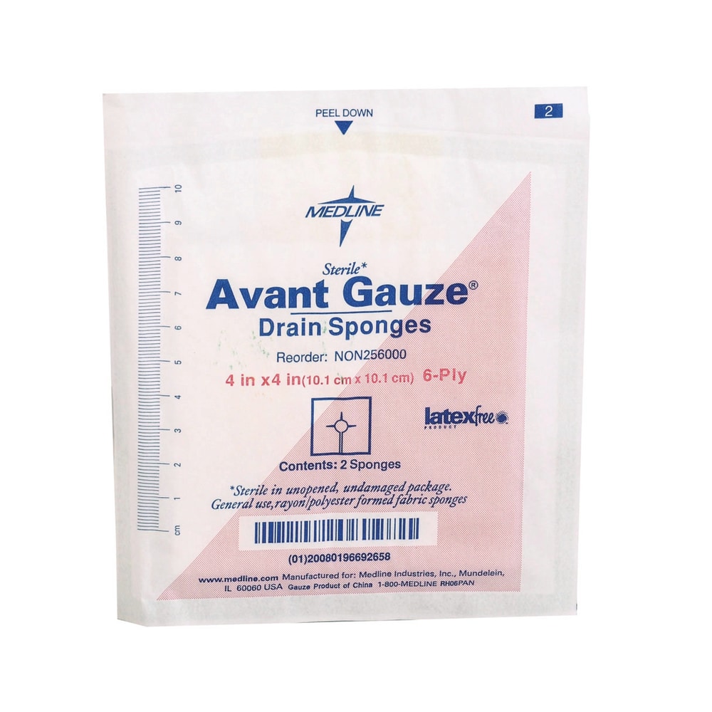 Avant Sterile Gauze Drain Sponge, 4" x 4",