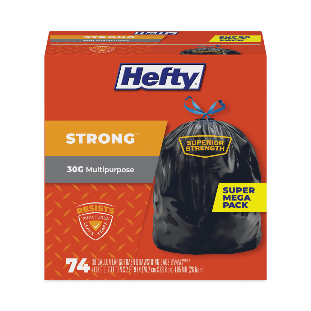 Hefty® Strong™ Multipurpose Drawstring Trash Bags, 30 gal,