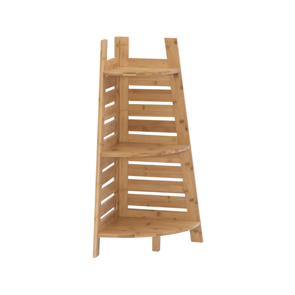 Linon Bullock Bamboo 3-Shelf Corner Cabinet, 32-3/4"H x