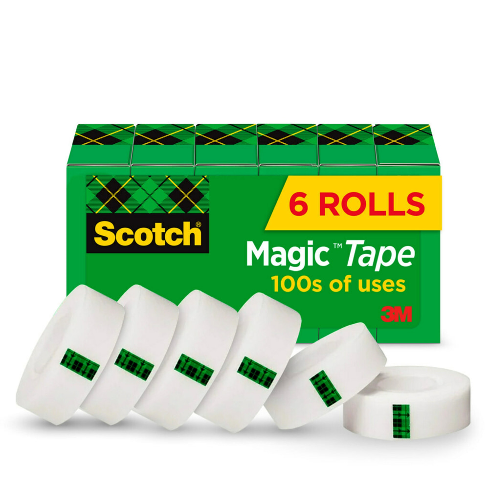 Scotch Magic Tape, Invisible, 6 Tape Rolls, 3/4