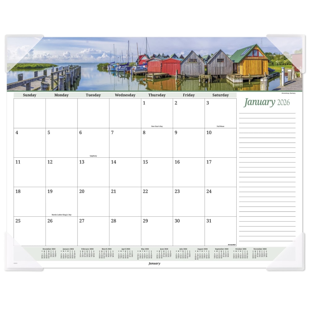 AT-A-GLANCE® 2026 Panoramic Seascape Monthly Desk Pad, Standard,