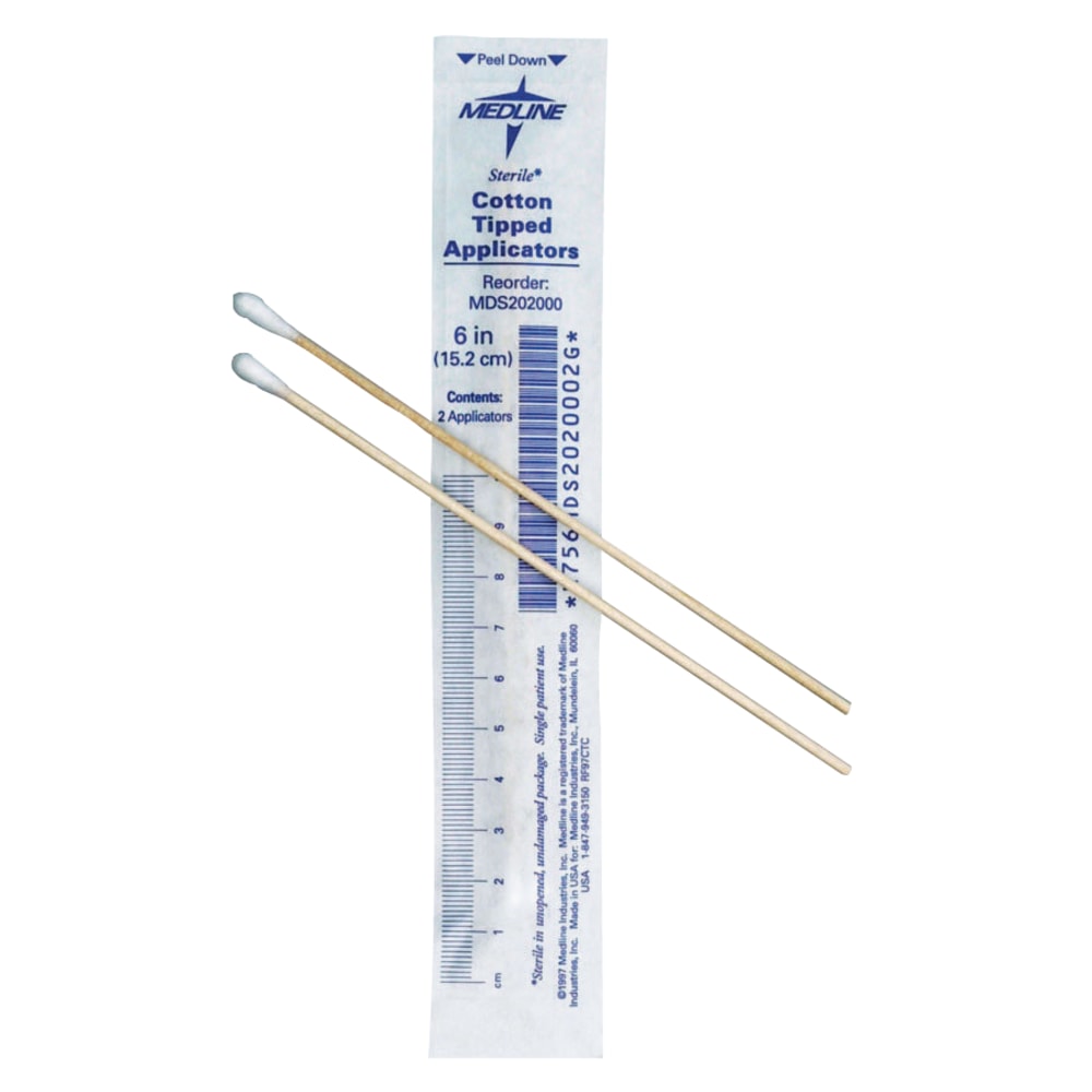 Medline Sterile Cotton-Tipped Applicators, 6" ,White,2