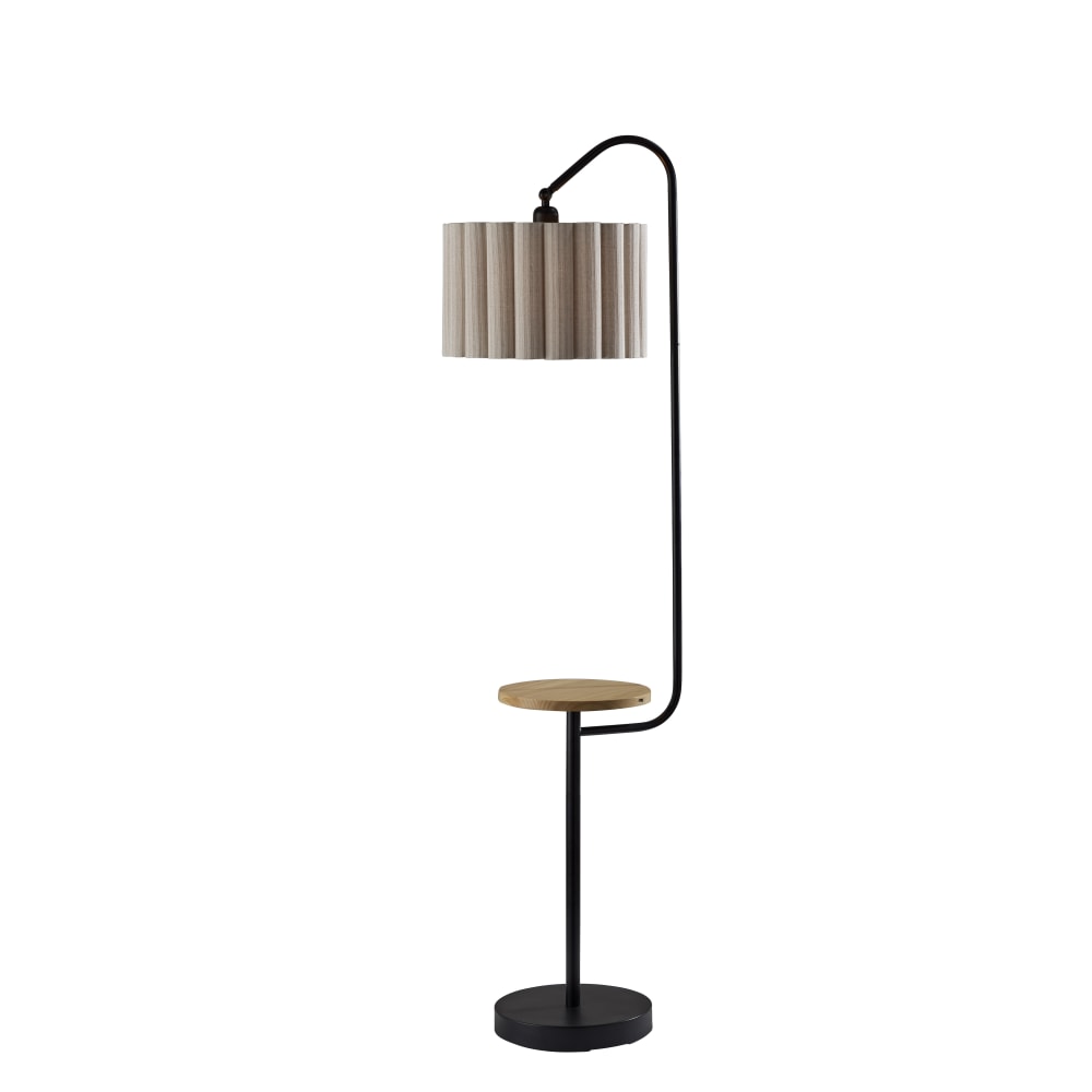 Adesso Caldwell Shelf Floor Lamp, Black with Beige