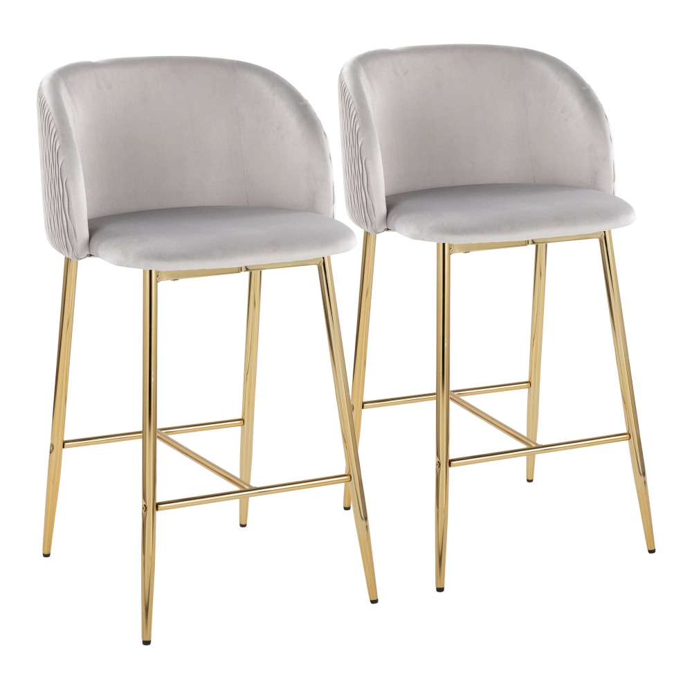 LumiSource Fran Pleated Fixed-Height Counter Stools, Waves,