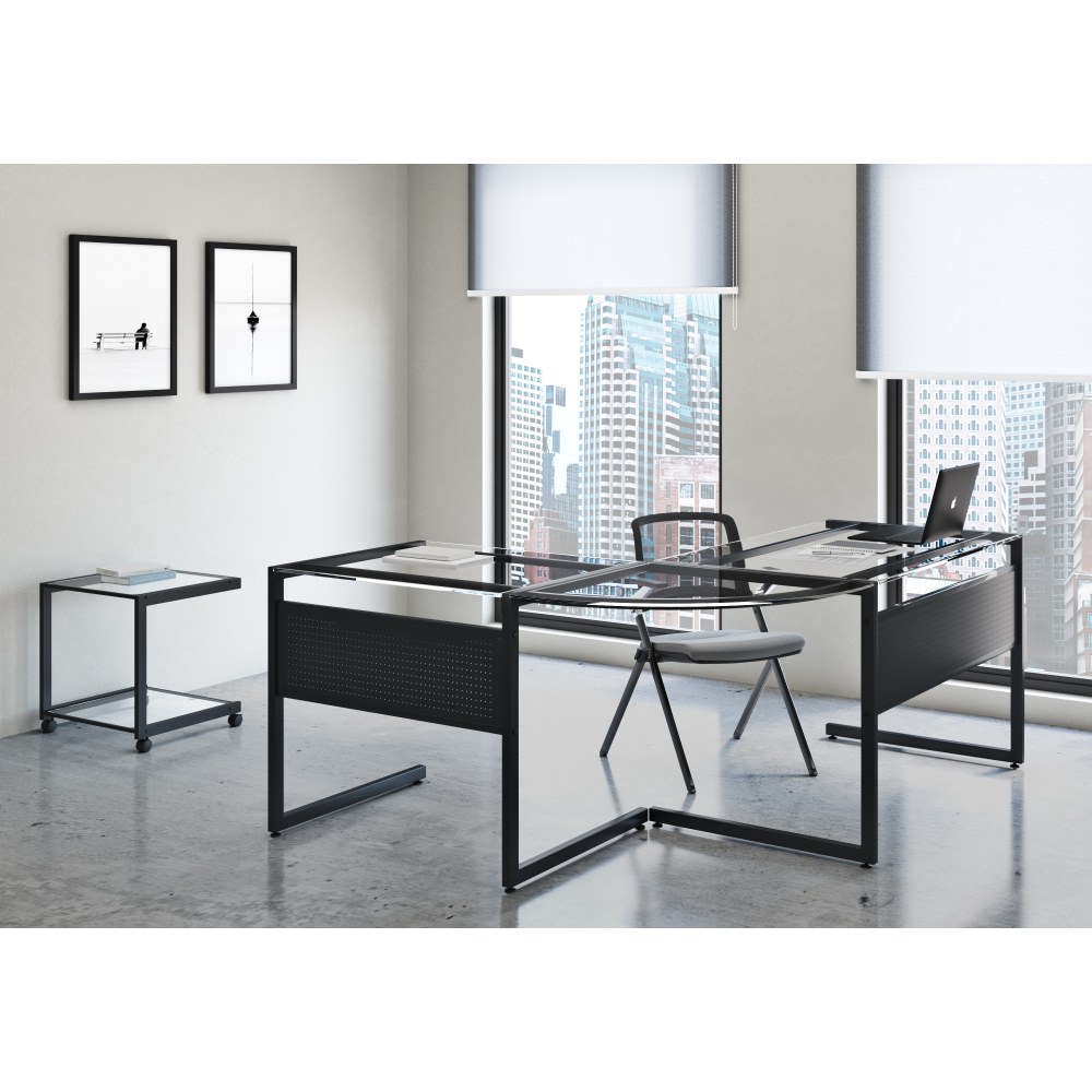 Eurostyle Caesar 78"W Corner Desk, Black/Clear