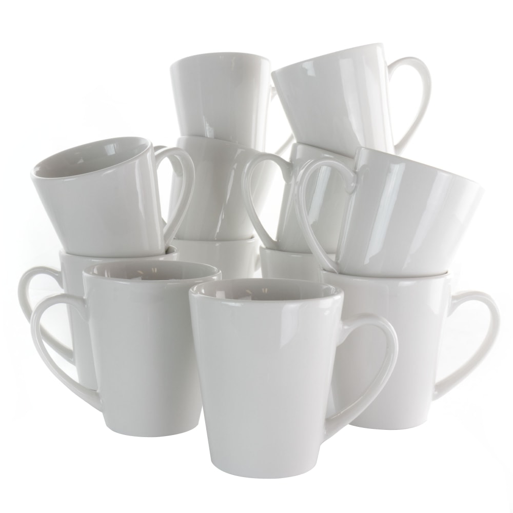 Elama Holt 12-Piece Porcelain Mug Set, 10 Oz,