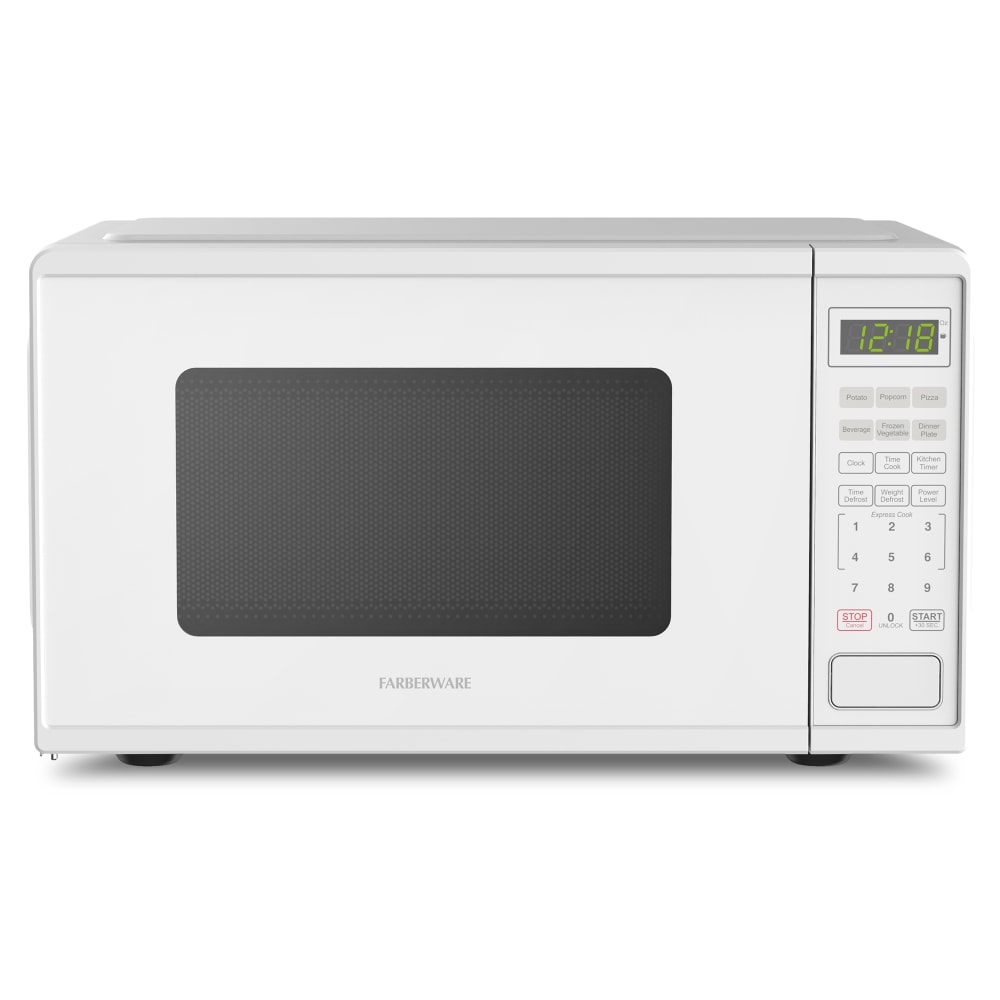 Farberware 900W Microwave Oven, 0.9 Cu. Ft., White,