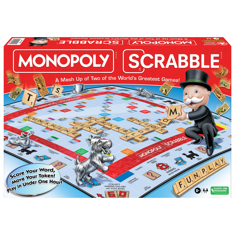 Winning Moves Monopoly Scrabble Tabletop Game, Ages 8+
