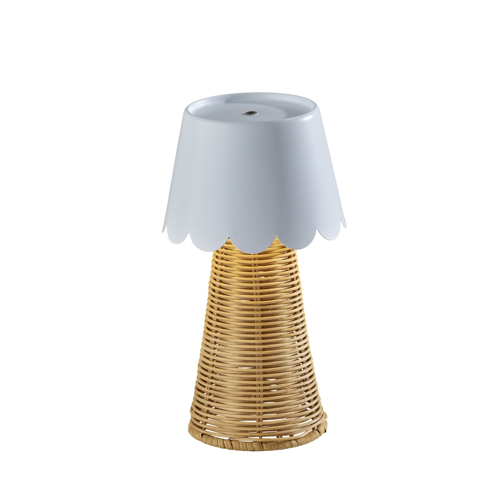 Adesso Tory LED Cordless Table Lamp, White/Rattan with