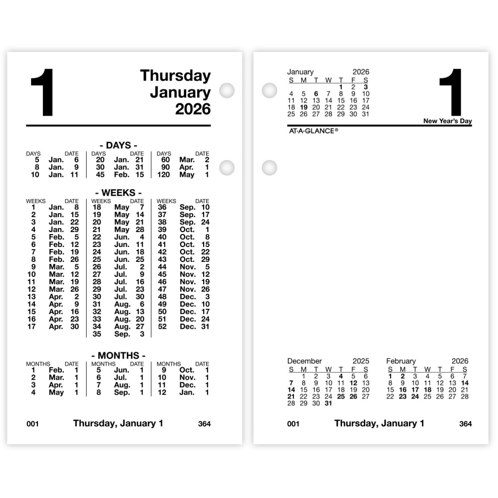 AT-A-GLANCE® 2026 Financial Daily Desk Calendar Refill, Standard,