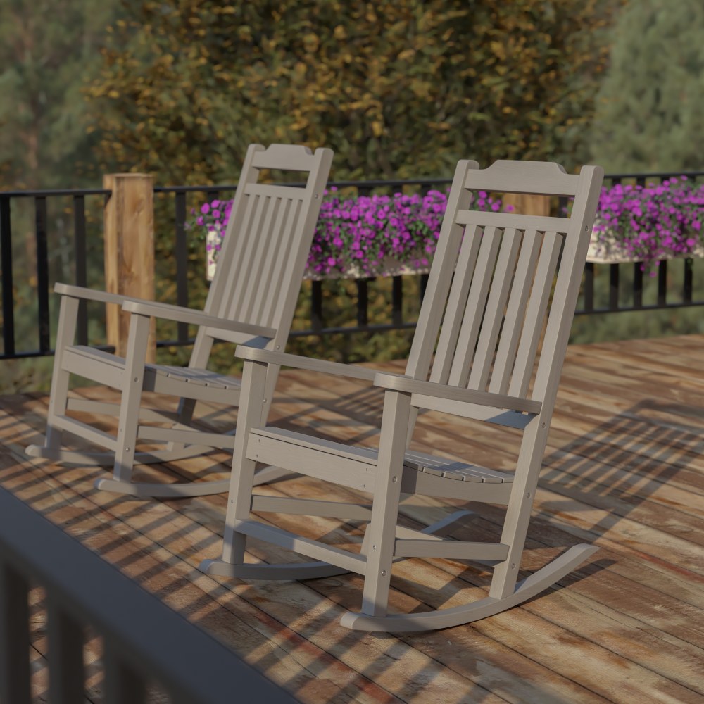 Flash Furniture Winston All-Weather Rocking Chairs, Gray, Set