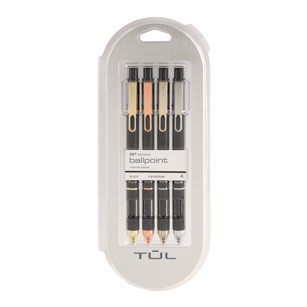 TUL® BP Series Retractable Ballpoint Pens, Mixed Metals,