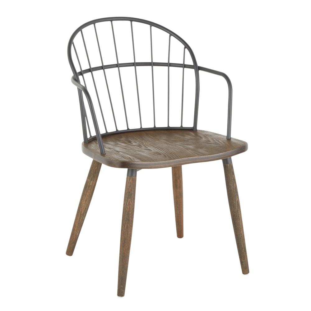 LumiSource Riley Armchair, Black/Dark Walnut
