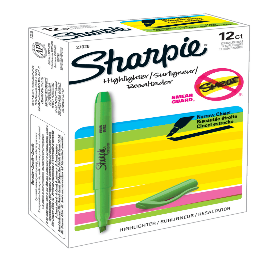 Sharpie® Accent® Pocket Highlighters, Fluorescent Green, Pack Of