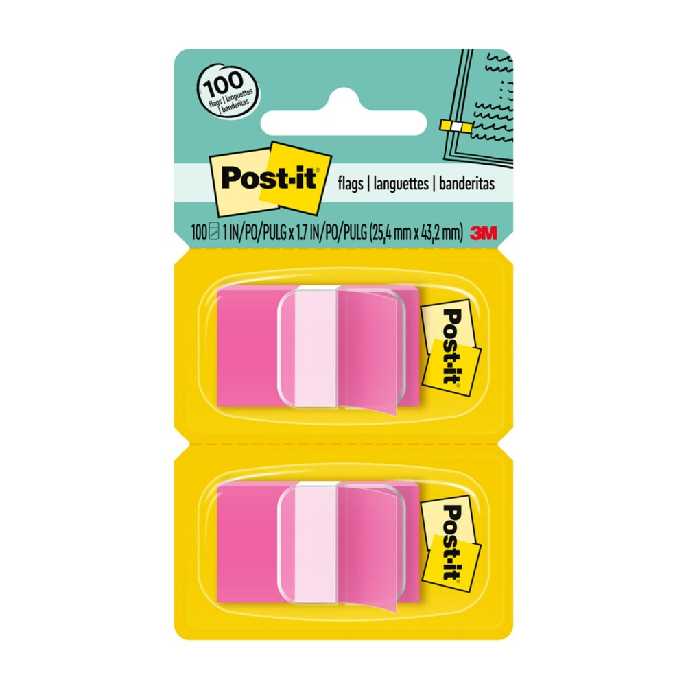 Post-it® Flags, 1" x 1 -11/16", Bright Pink,