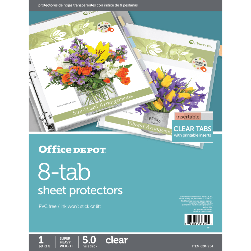 Office Depot® Brand Tabbed Sheet Protectors, 8-1/2" x