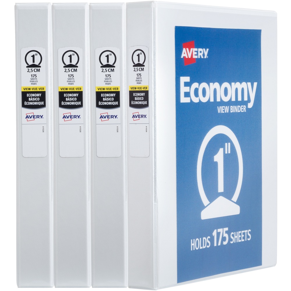 Avery® Economy View 3 Ring Binders, 1" Round