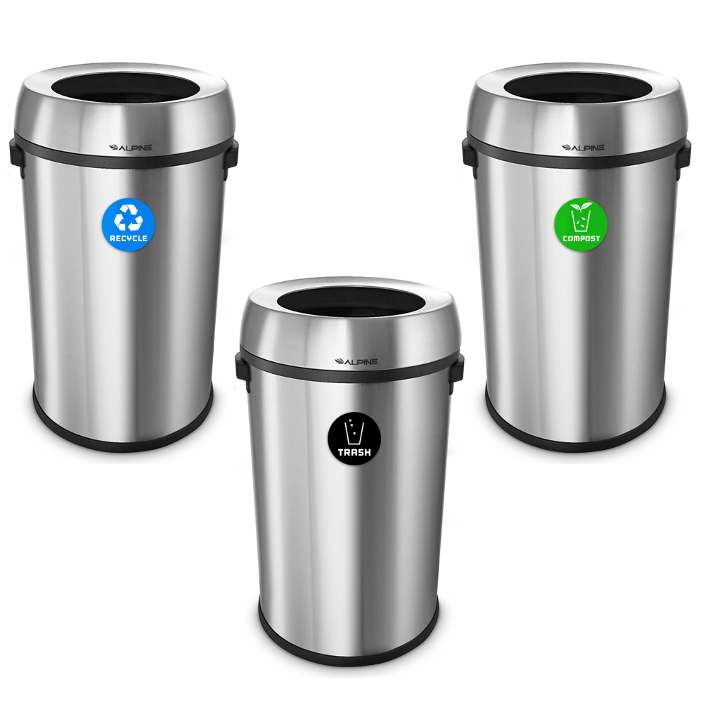 Alpine Industries Stainless Steel Open Top Recycling, Trash