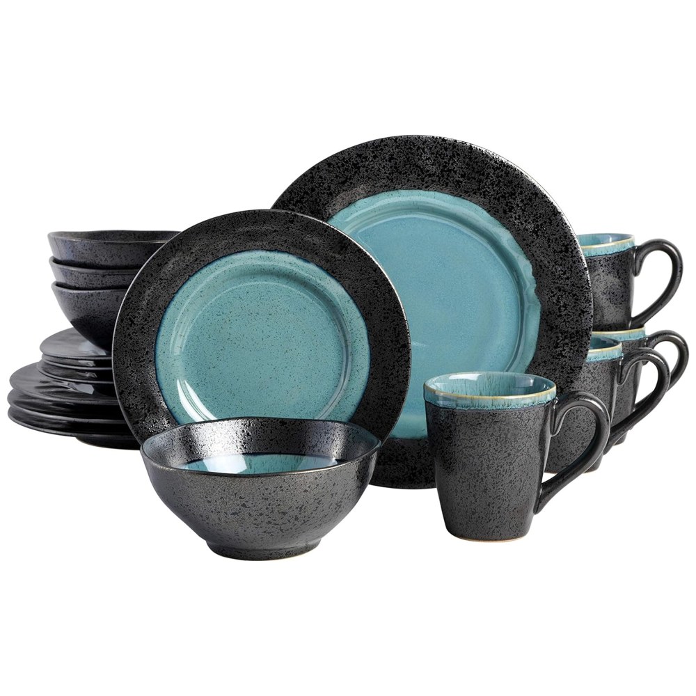 Gibson Elite Dragonstone 16-Piece Stoneware Reactive Glaze