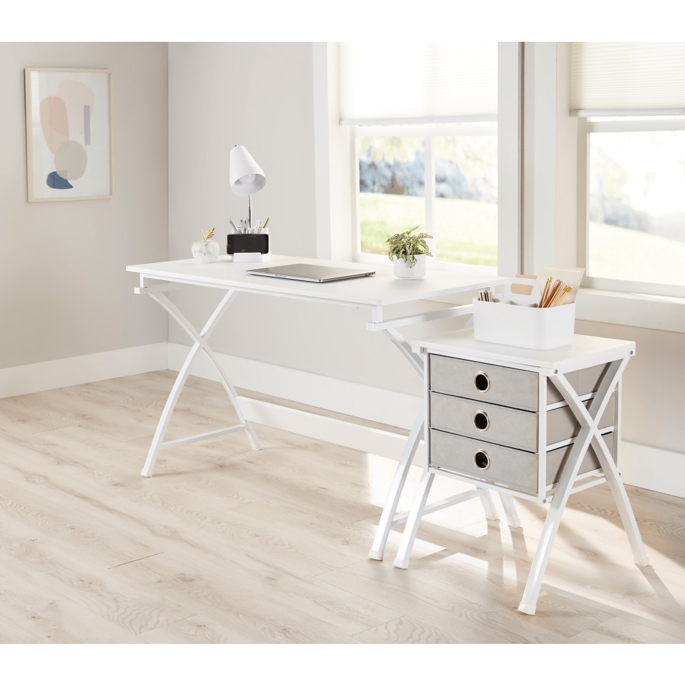 Realspace® X-Cross 48"W Computer Desk With File Cabinet,