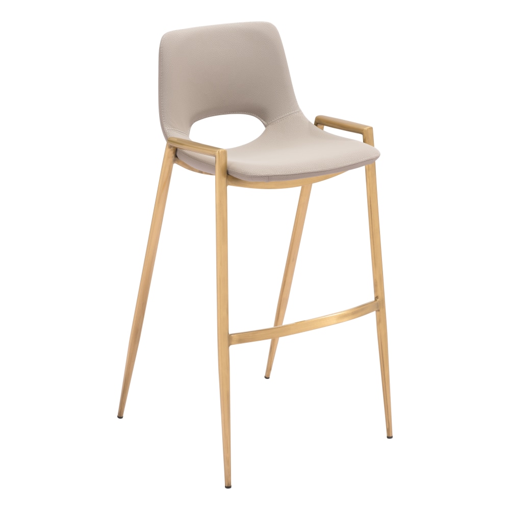 Zuo Desi Barstools, Beige/Gold, Set Of 2 Barstools