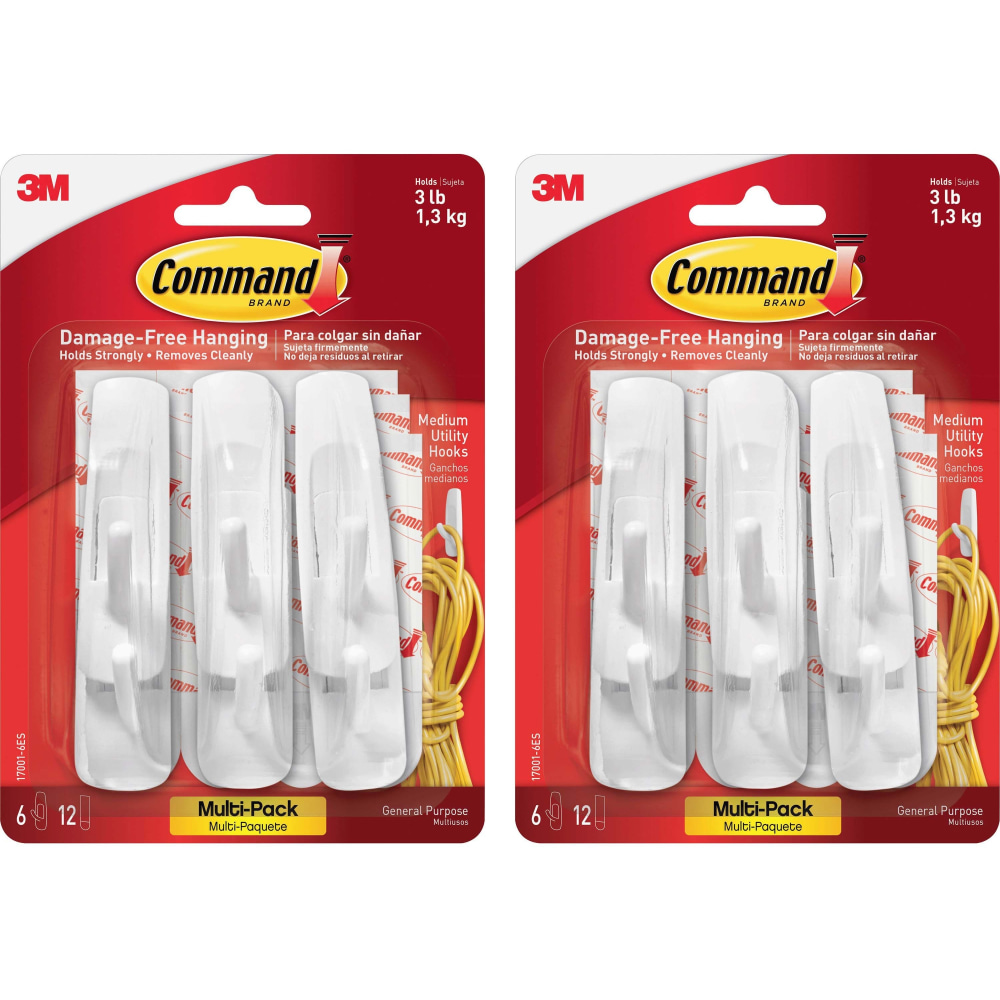 Command Medium Utility Hooks with Adhesive Strips -