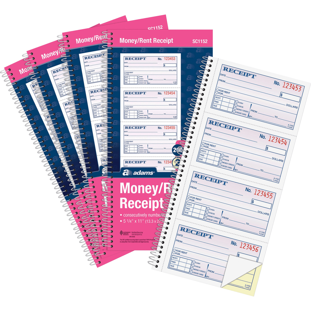 Adams Spiral 2-part Money/Rent Receipt Book - 200