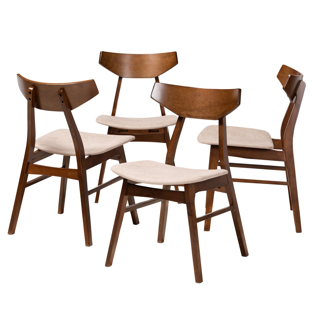 Baxton Studio Danica Dining Chairs, Light Beige/Walnut Brown,
