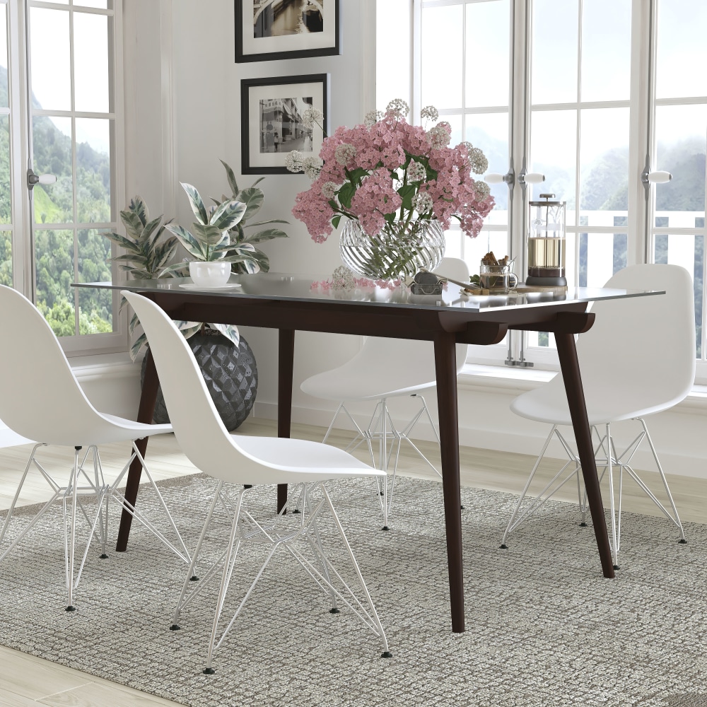 Flash Furniture Solid Wood Table With Glass Top,