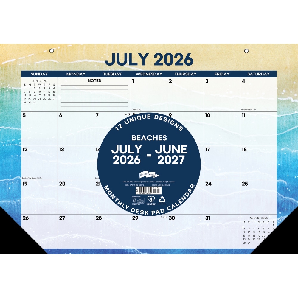 Willow Creek Press Academic Monthly Desk Pad Calendar,